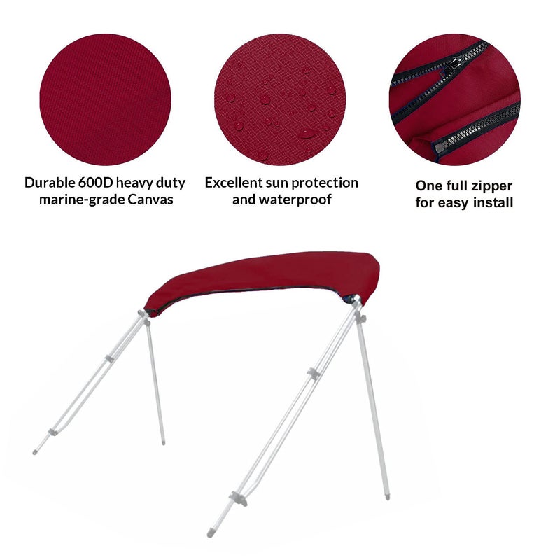 Savvycraft Bimini Top Storage Boot 79"-84" Width Burgundy Color, Waterproof UV Protection Bimini Top Replacement Boot, Fit Round and Square Tube - Image 3